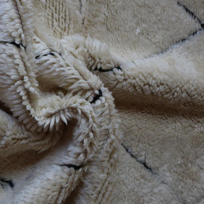 Moroccan custom rug from Beni Ourain, Wool and Thread, White