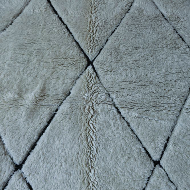 Moroccan custom rug from Beni Ourain, Wool and Thread, black and white