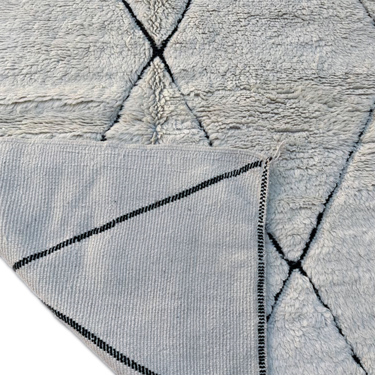 Moroccan custom rug from Beni Ourain, Wool and Thread, black and white