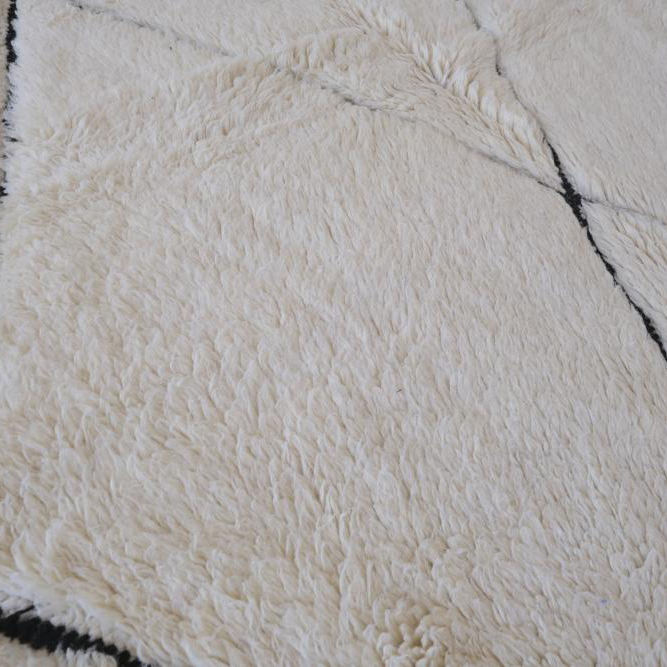 Moroccan custom rug from Beni Ourain, Wool and Thread, black and white