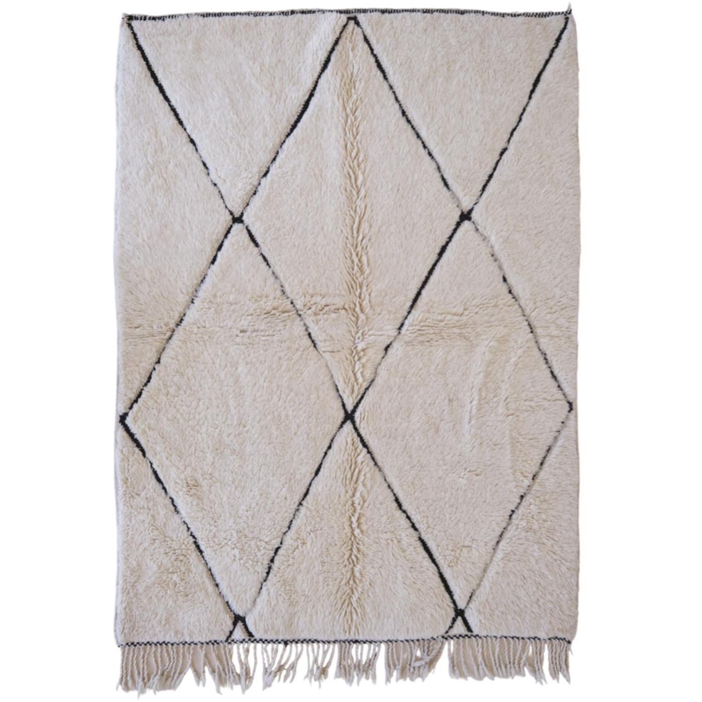 Moroccan custom rug from Beni Ourain, Wool and Thread, black and white