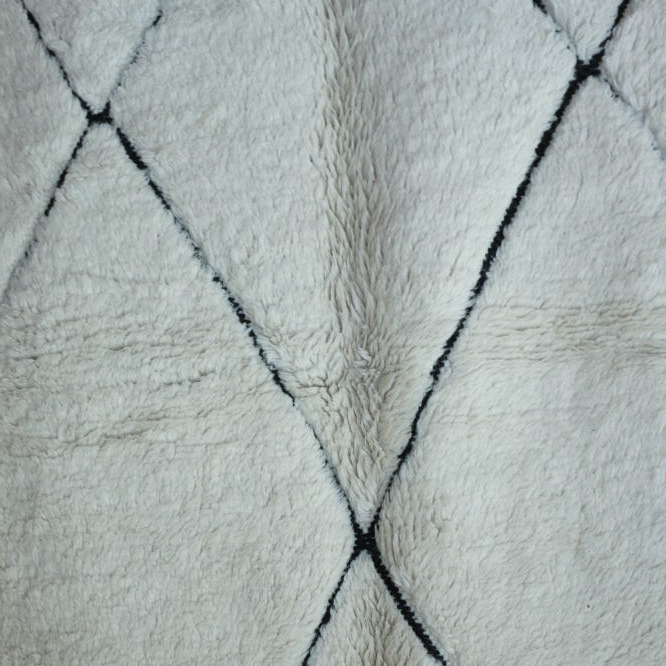 Moroccan custom rug from Beni Ourain, Wool and Thread, black and white