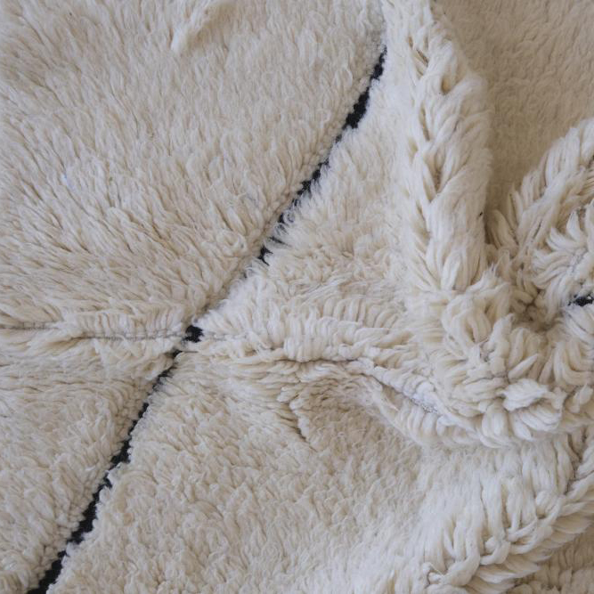 Moroccan custom rug from Beni Ourain, Wool and Thread, black and white