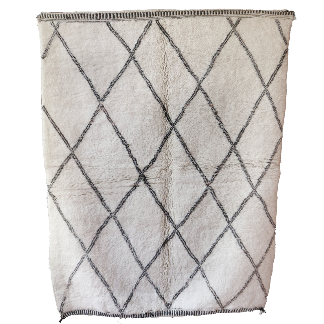 Moroccan custom rug from Beni Ourain, Wool and Thread, black and white