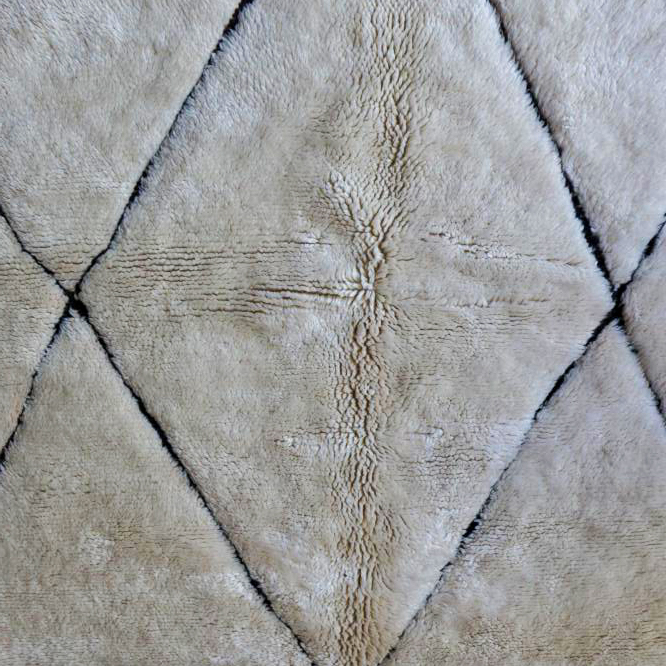 Moroccan custom rug from Beni Ourain, Wool and Thread, black and white
