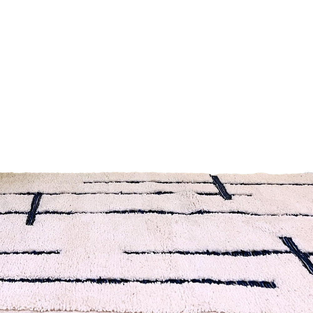 Moroccan custom rug from Beni Ourain, Wool, black and white