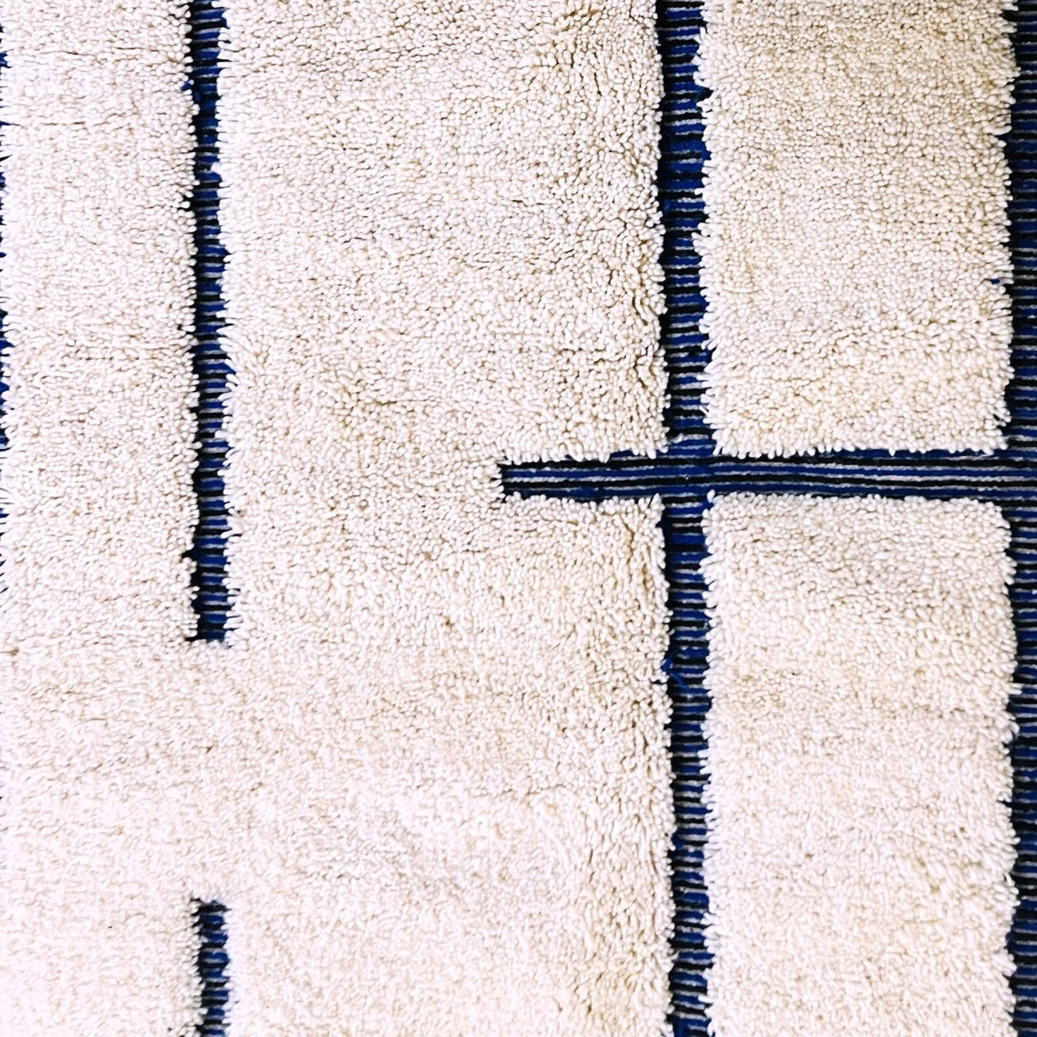 Moroccan custom rug from Beni Ourain, Wool, black and white