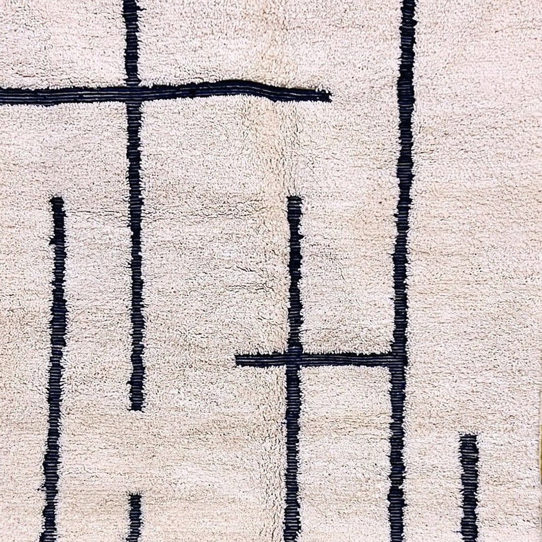 Moroccan custom rug from Beni Ourain, Wool, black and white