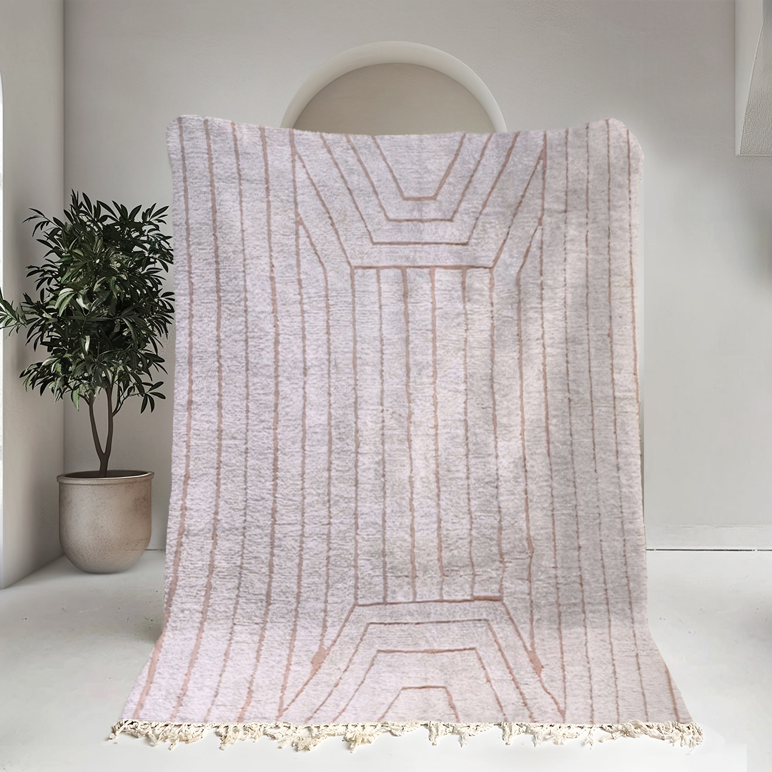 Moroccan custom rug from Beni Ourain, Wool, White