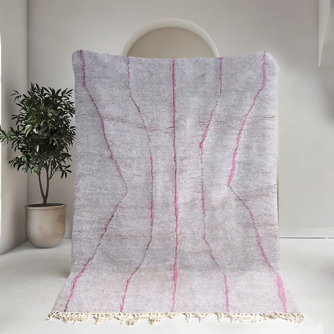 Moroccan custom rug from Beni Ourain, Wool, White
