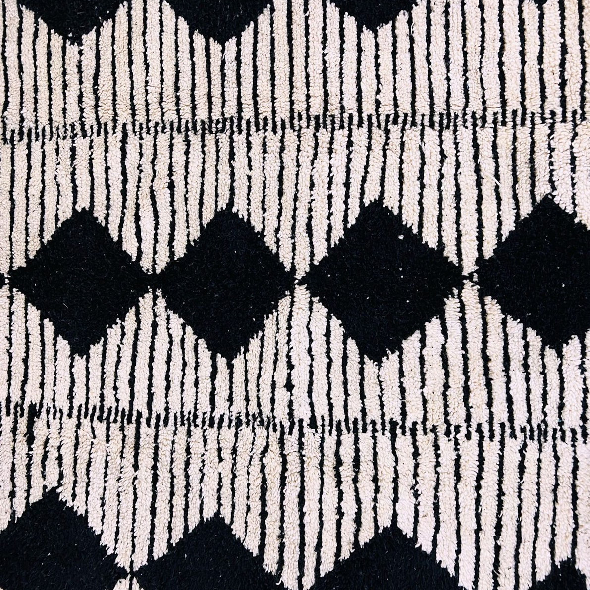 Moroccan custom rug from Beni Ourain, Wool, black and white