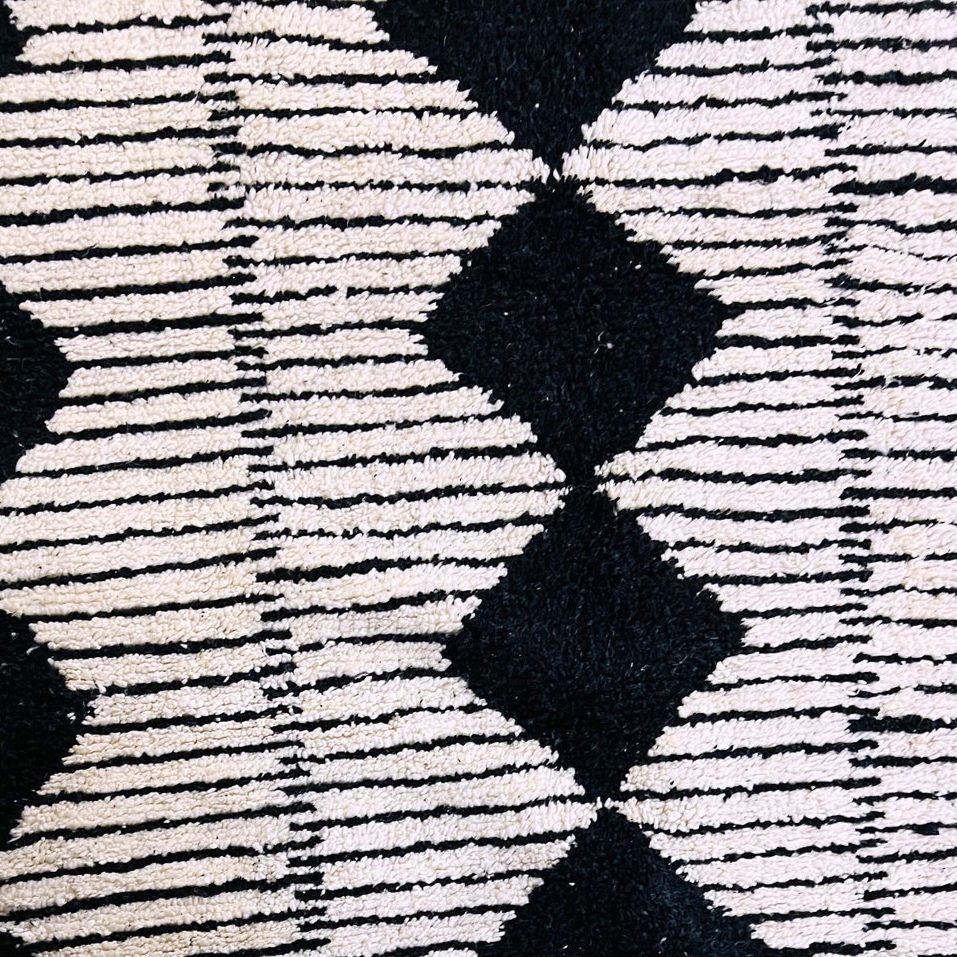 Moroccan custom rug from Beni Ourain, Wool, black and white