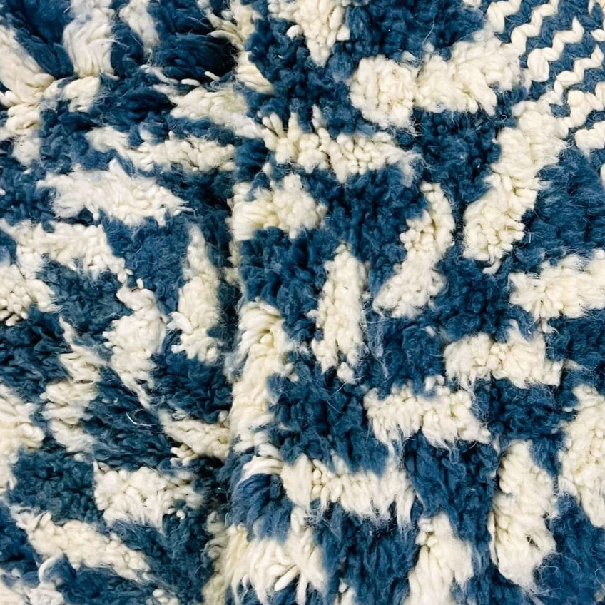 Moroccan custom rug from Beni Ourain, Wool, Blue
