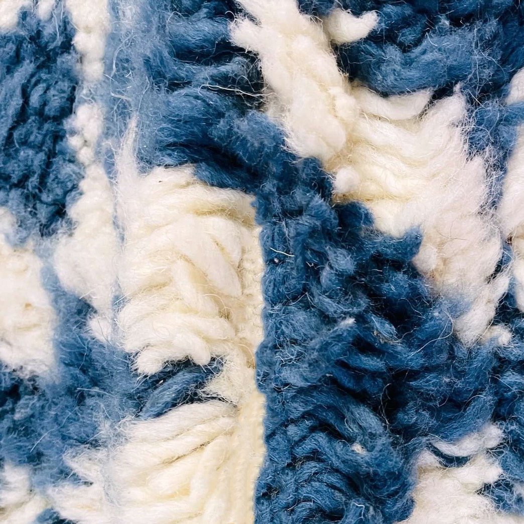 Moroccan custom rug from Beni Ourain, Wool, Blue