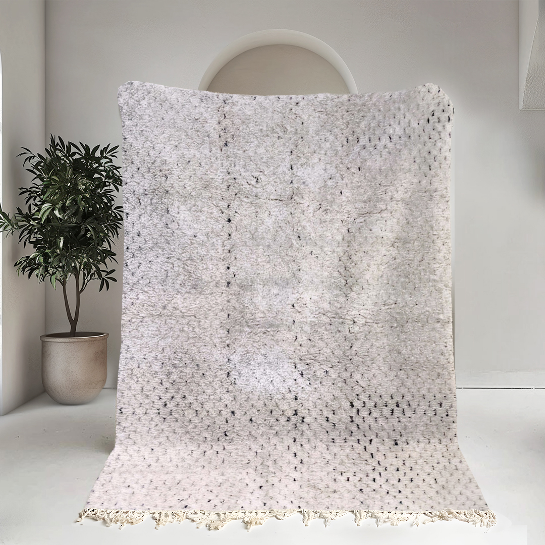 Moroccan custom rug from Beni Ourain, Wool, White