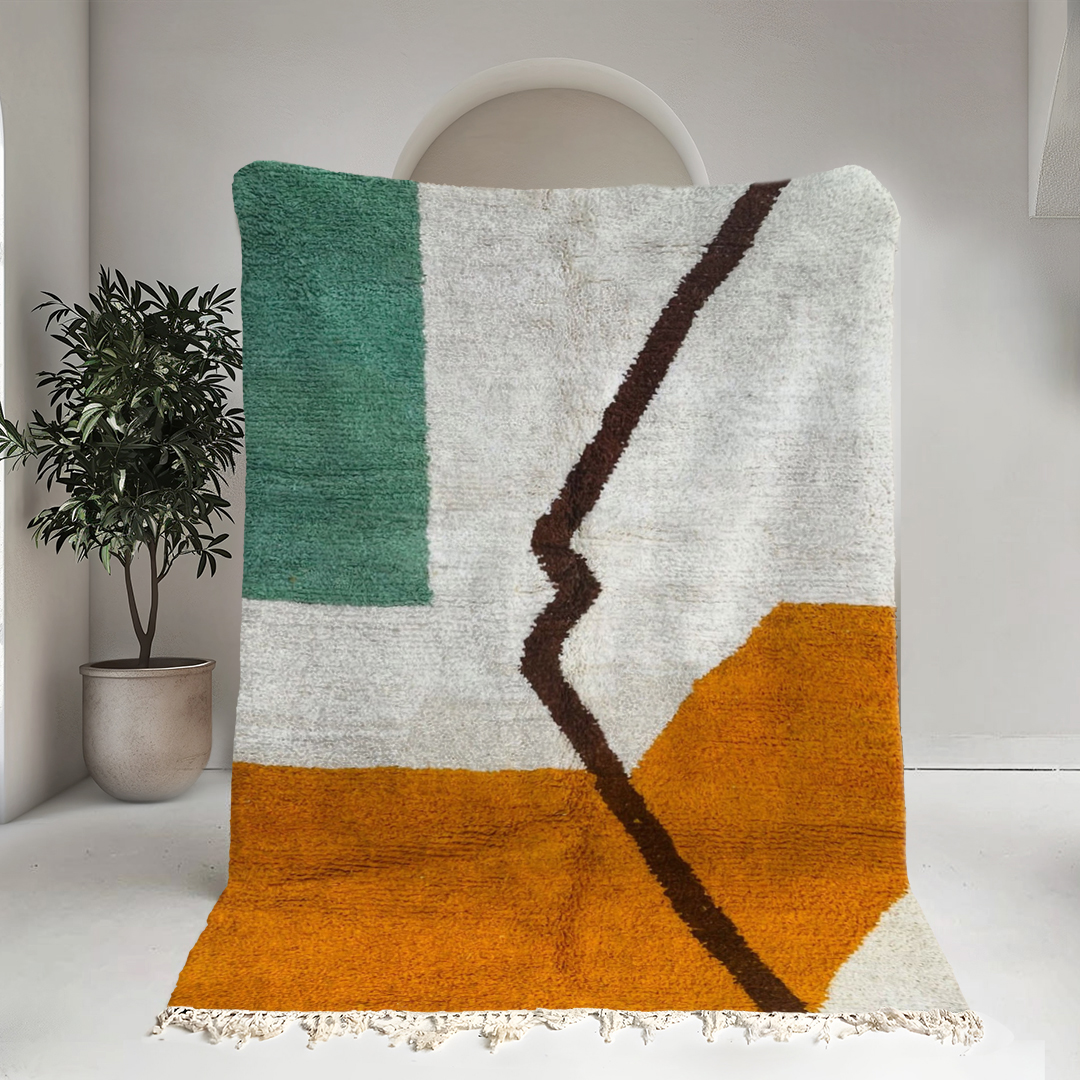 Moroccan custom rug from Beni Ourain, Wool, Colorful