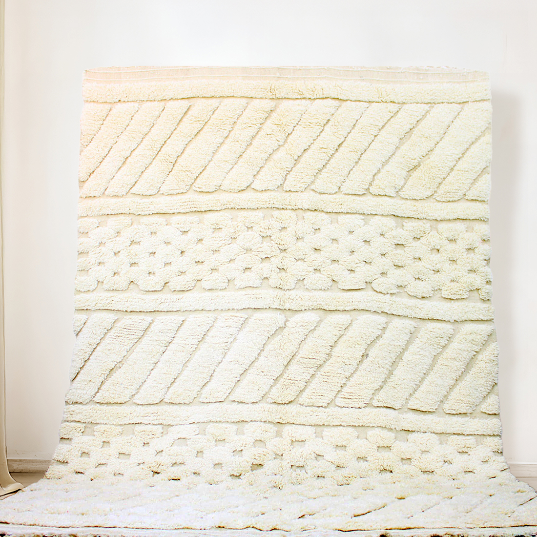Moroccan custom rug from Beni Ourain, Wool, White