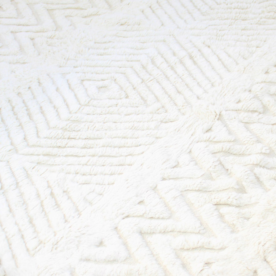 Moroccan custom rug from Beni Ourain, Wool, White