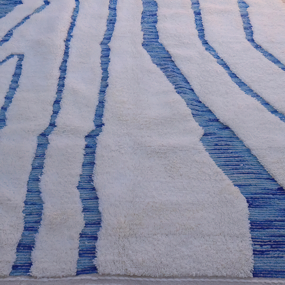 Moroccan custom rug from Beni Ourain, Wool, Blue