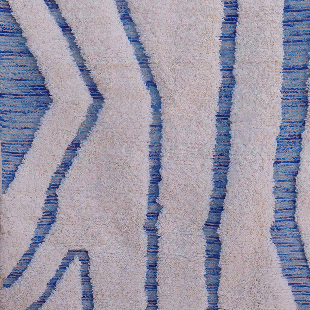 Moroccan custom rug from Beni Ourain, Wool, Blue