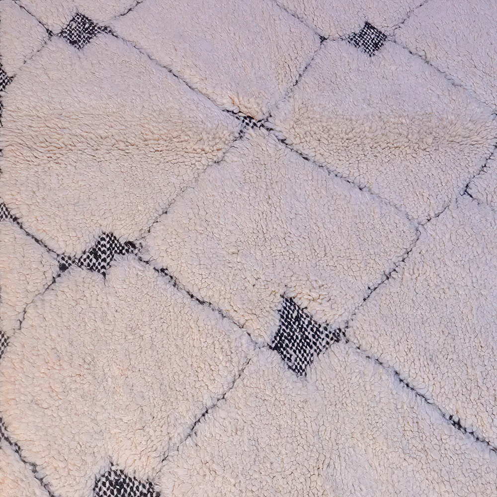Moroccan custom rug from Beni Ourain, Wool, black and white