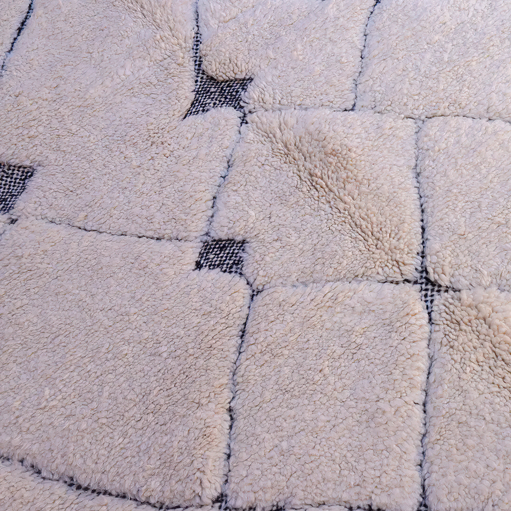 Moroccan custom rug from Beni Ourain, Wool, black and white