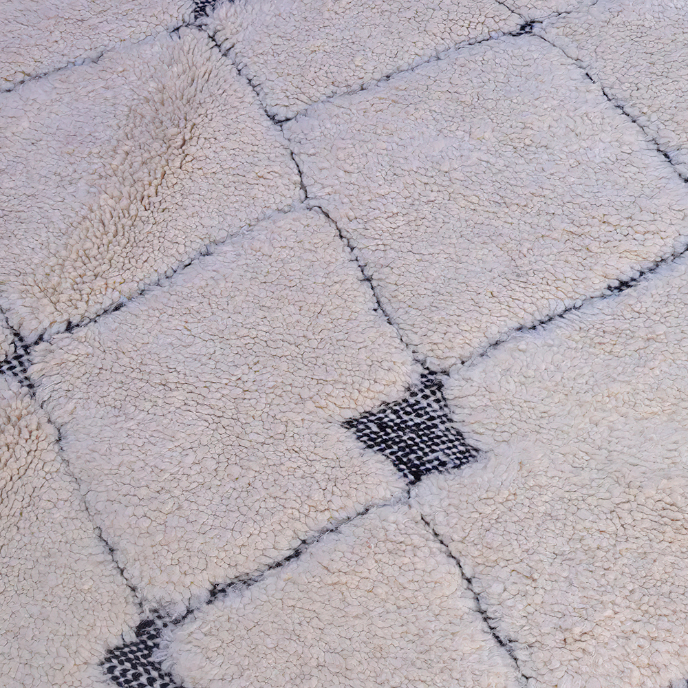 Moroccan custom rug from Beni Ourain, Wool, black and white