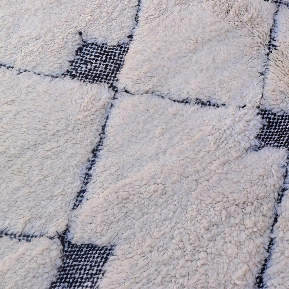 Moroccan custom rug from Beni Ourain, Wool, black and white