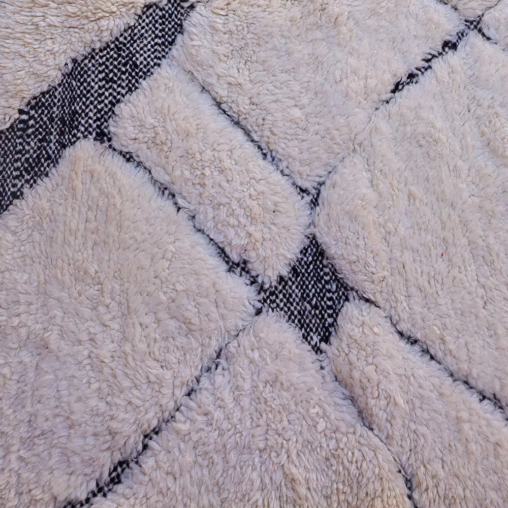 Moroccan custom rug from Beni Ourain, Wool, black and white