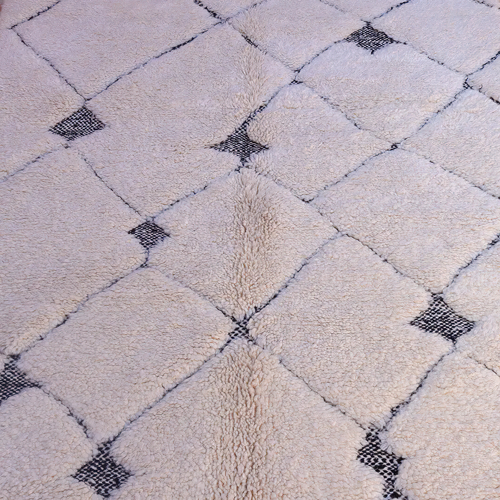 Moroccan custom rug from Beni Ourain, Wool, black and white
