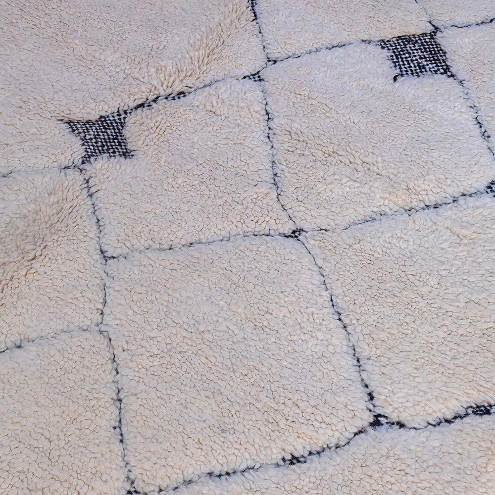 Moroccan custom rug from Beni Ourain, Wool, black and white