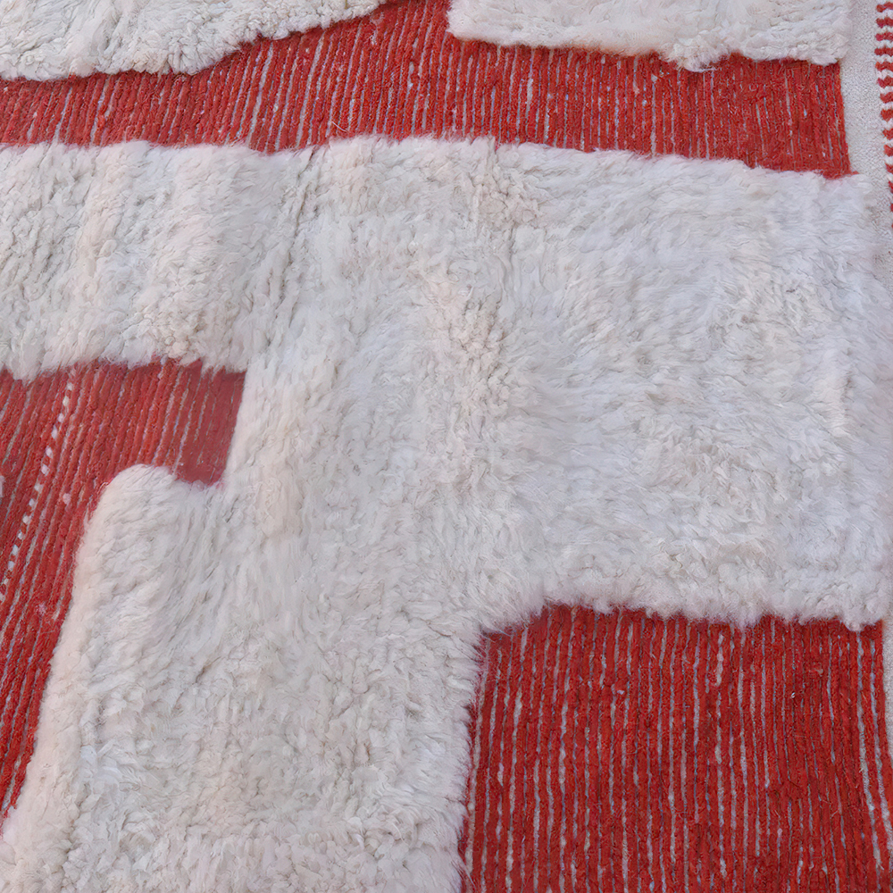 Moroccan custom rug from Beni Ourain, Wool, Red