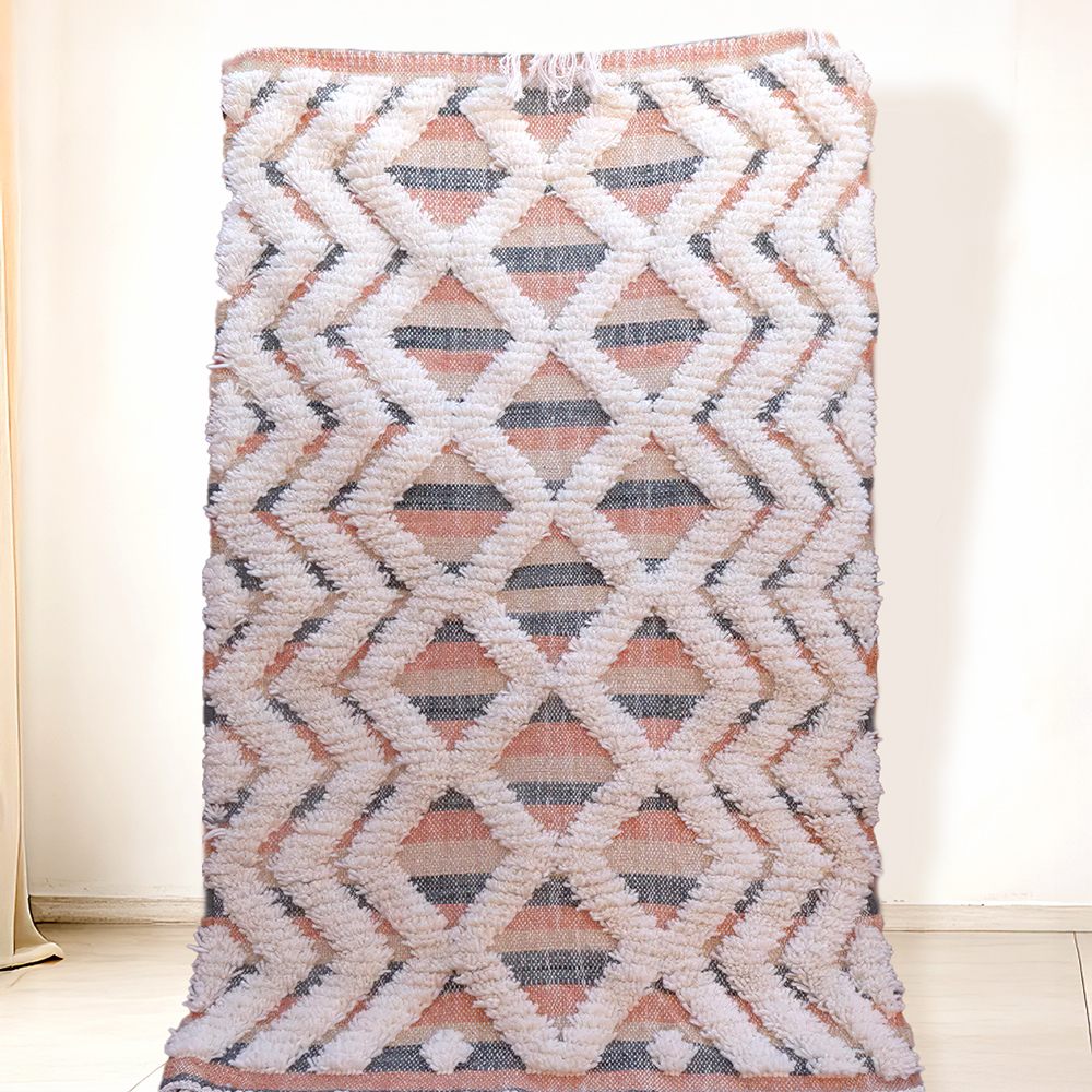 Moroccan custom rug from Beni Ourain, Wool, White