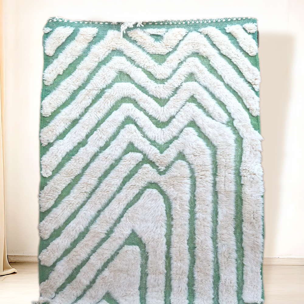 Moroccan custom rug from Beni Ourain, Wool, Green