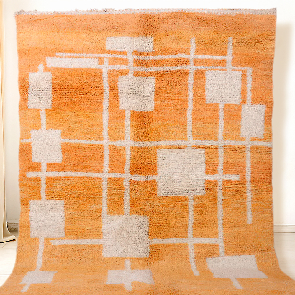 Moroccan custom rug from Beni Ourain, Wool, Yellow