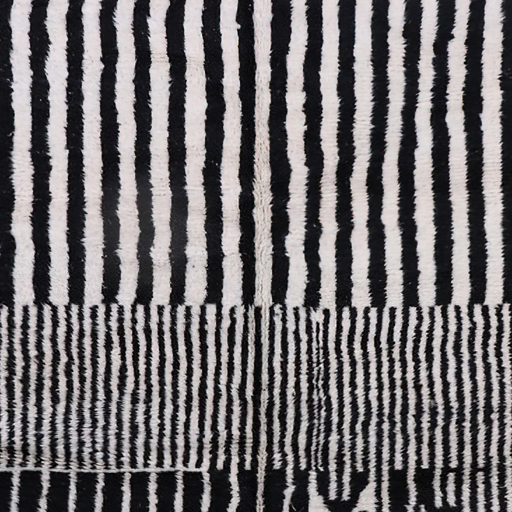 Moroccan custom rug from Beni Ourain, Wool, black and white
