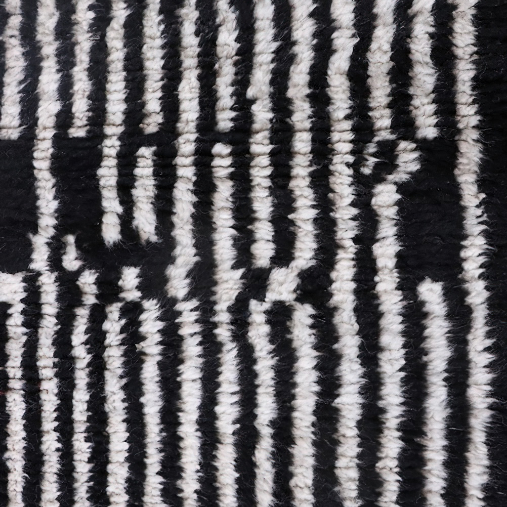 Moroccan custom rug from Beni Ourain, Wool, black and white