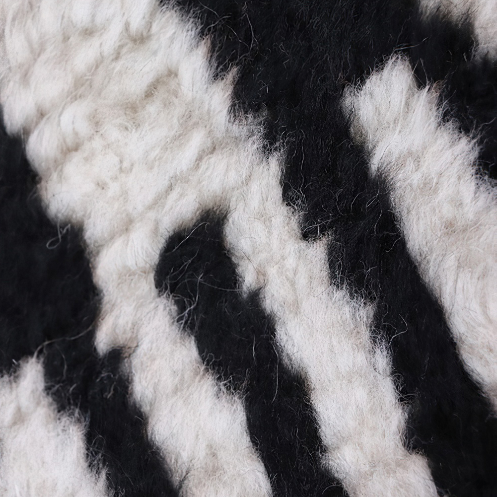 Moroccan custom rug from Beni Ourain, Wool, black and white