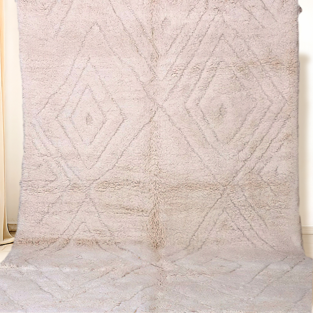 Moroccan custom rug from Beni Ourain, Wool, White
