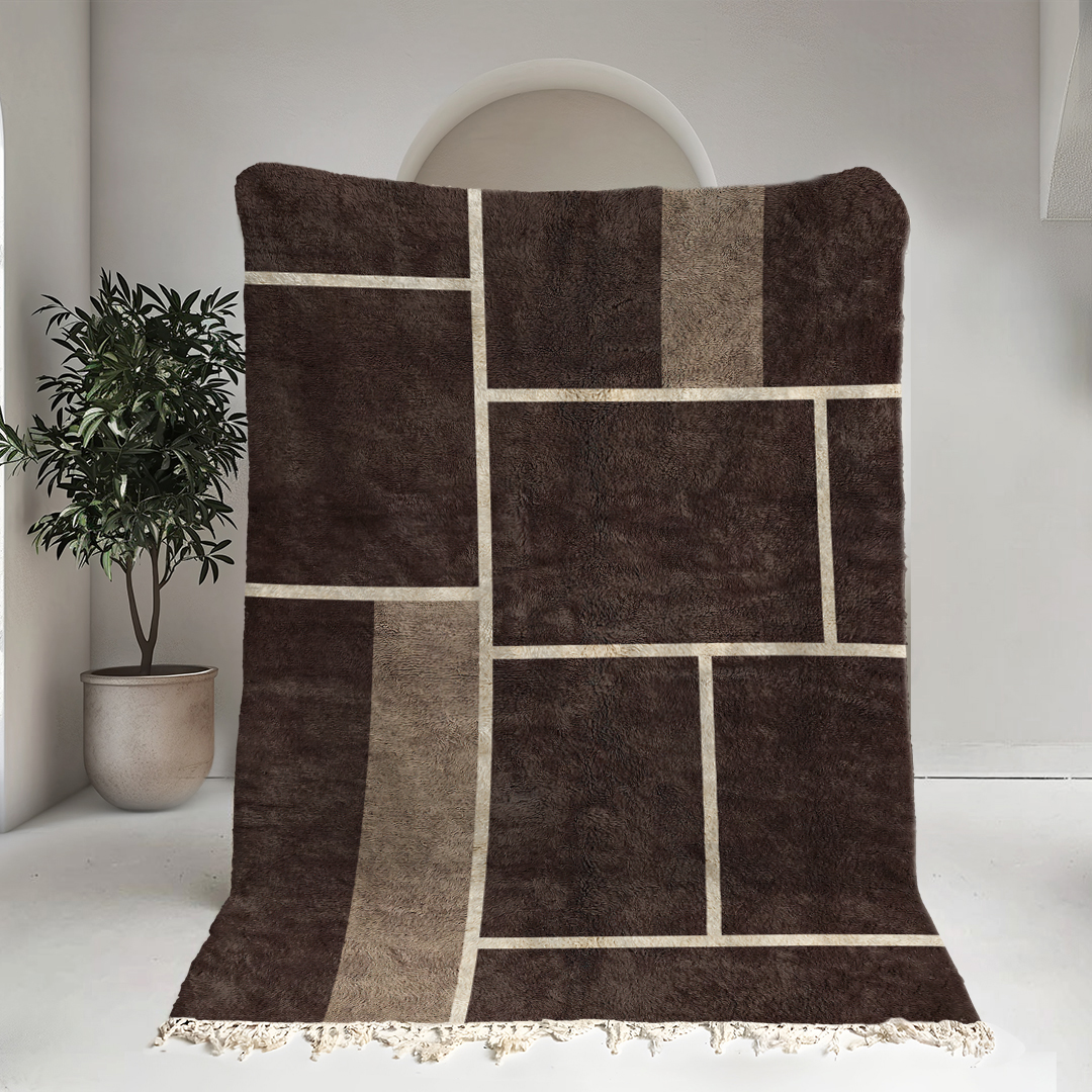 Moroccan custom rug from Beni Ourain, Wool, Brown