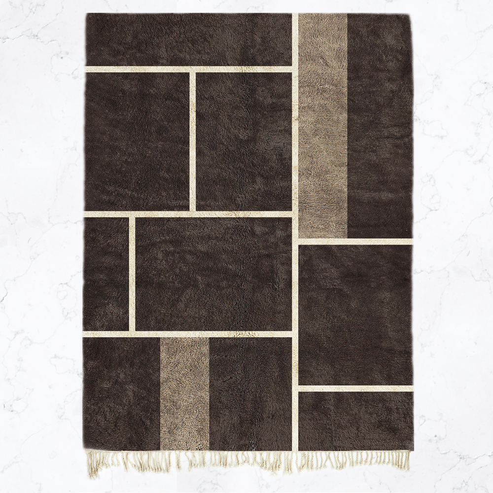 Moroccan custom rug from Beni Ourain, Wool, Brown