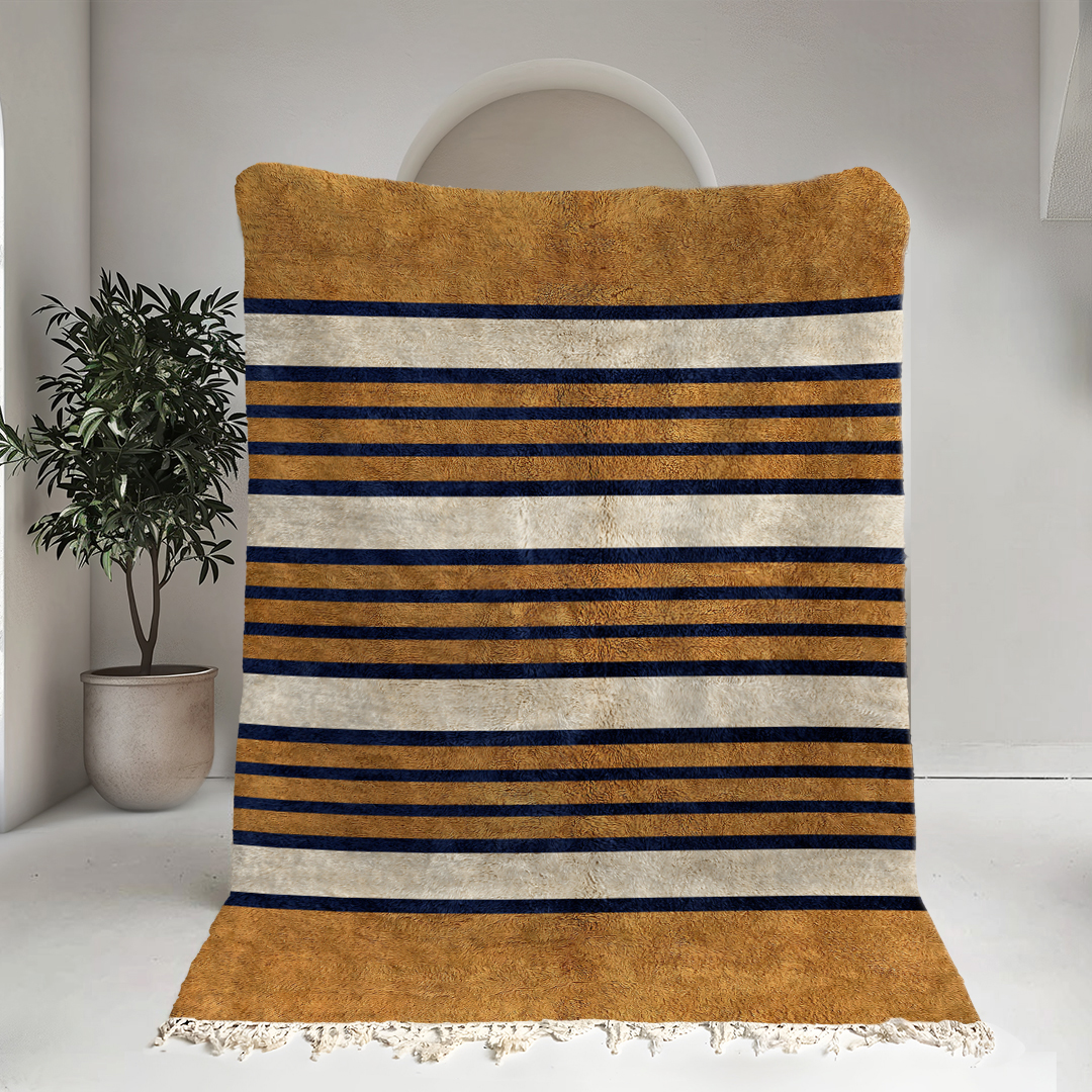 Moroccan custom rug from Beni Ourain, Wool, Yellow
