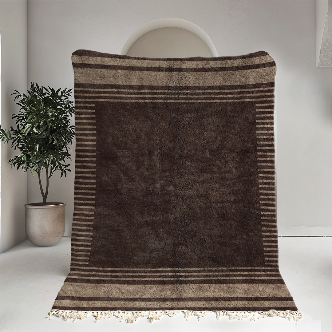 Moroccan custom rug from Beni Ourain, Wool, Brown