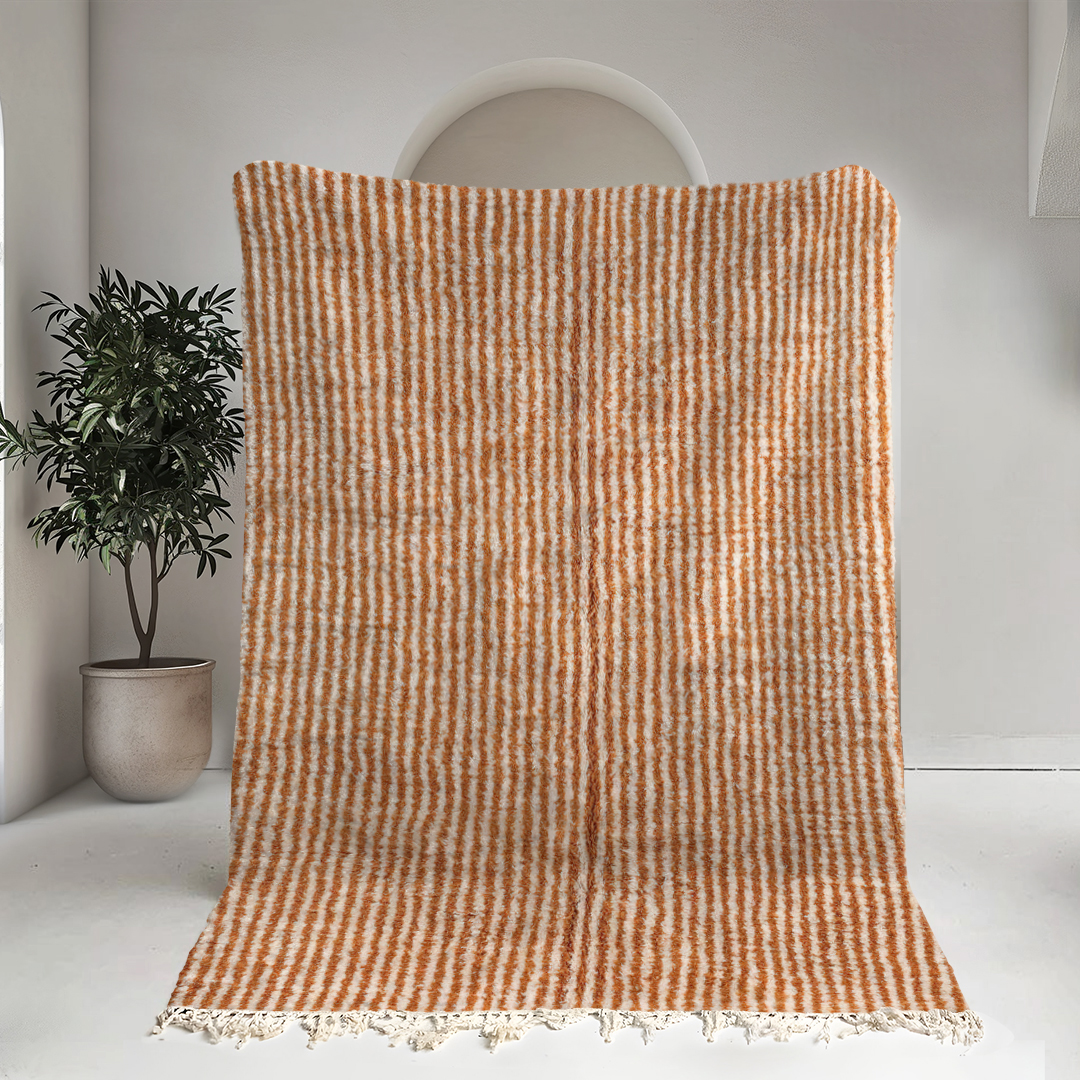 Moroccan custom rug from Beni Ourain, Wool, Orange