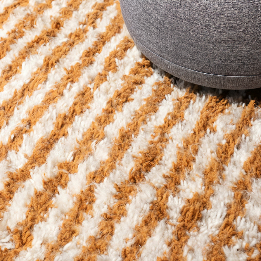 Moroccan custom rug from Beni Ourain, Wool, Orange