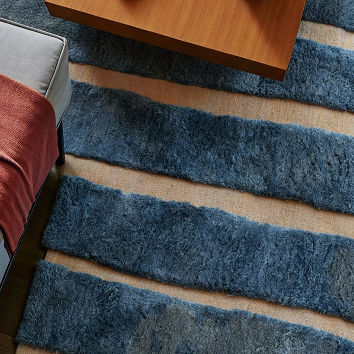 Moroccan custom rug from Beni Ourain, Wool, Blue
