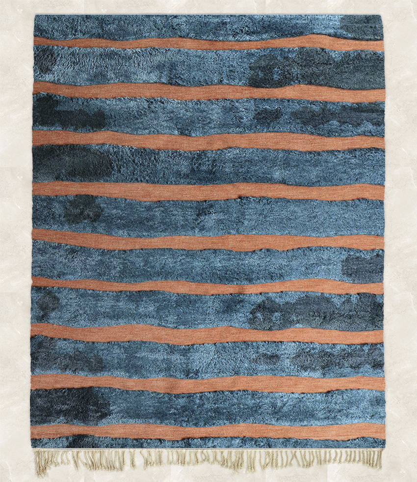 Moroccan custom rug from Beni Ourain, Wool, Blue