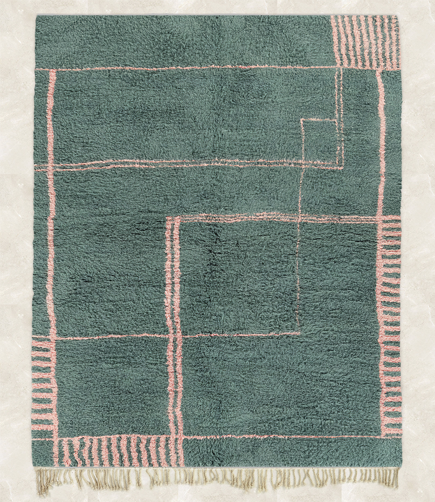 Moroccan custom rug from Beni Ourain, Wool, Green