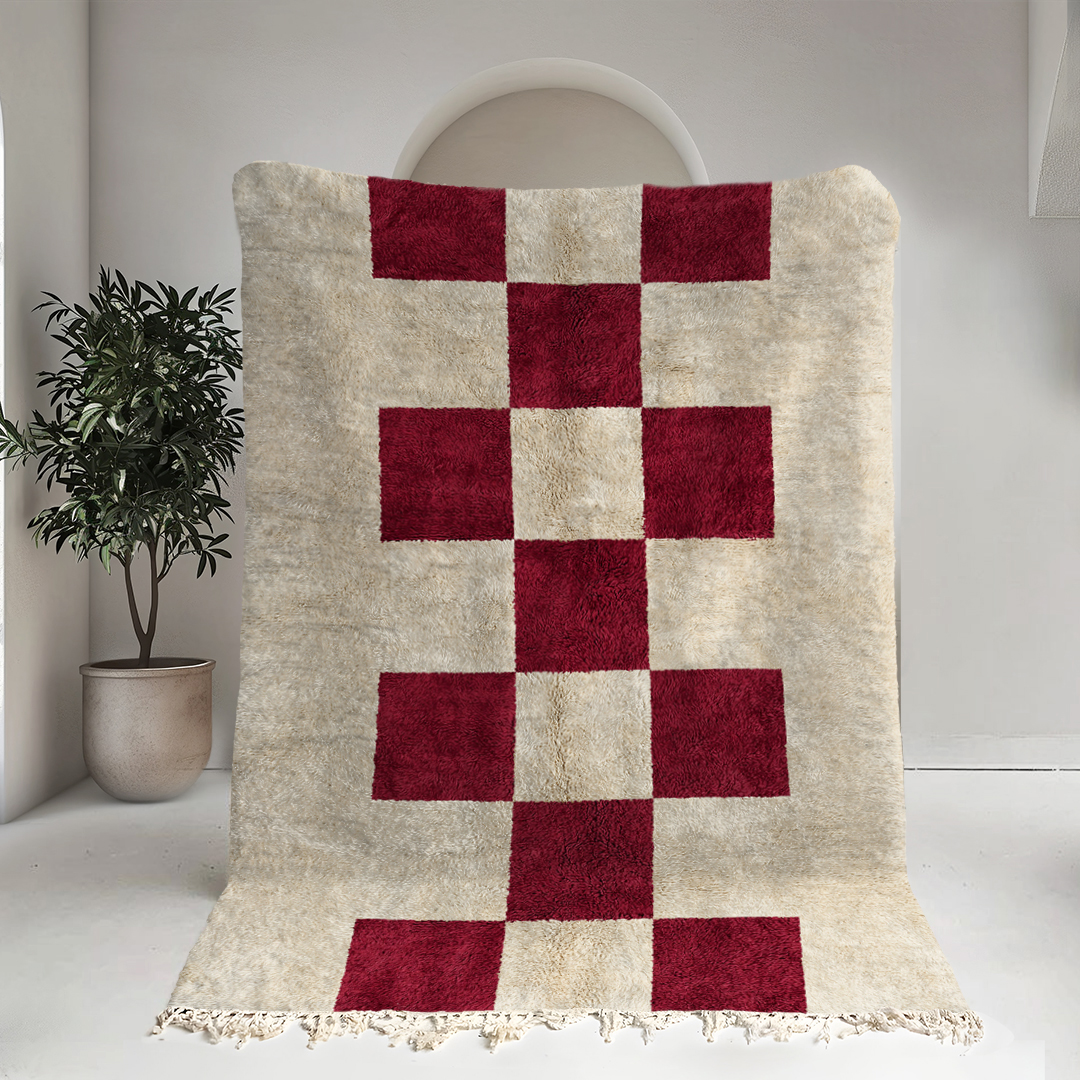 Moroccan custom rug from Beni Ourain, Wool, White