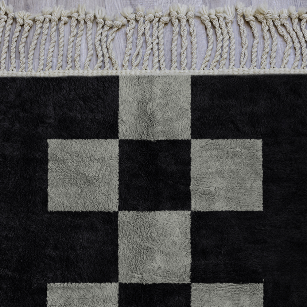 Moroccan custom rug from Beni Ourain, Wool, Black